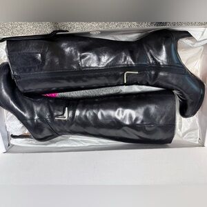 Nine West Black Leather Knee-High Boots
